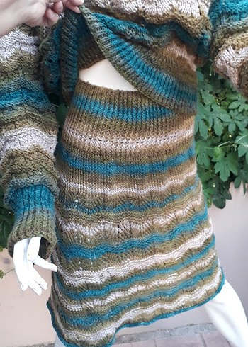 Bohem Renkli El Emeği Kazak ve Etek Takım - Görsel 3