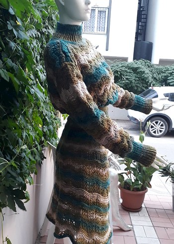 Bohem Renkli El Emeği Kazak ve Etek Takım - Görsel 2