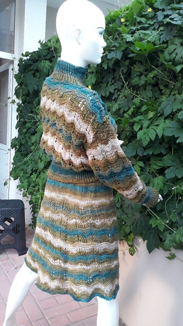 Bohem Renkli El Emeği Kazak ve Etek Takım - Görsel 5