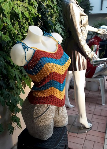 Zigzag desenli el emeği #bluz #crop #büstiyer - Görsel 3