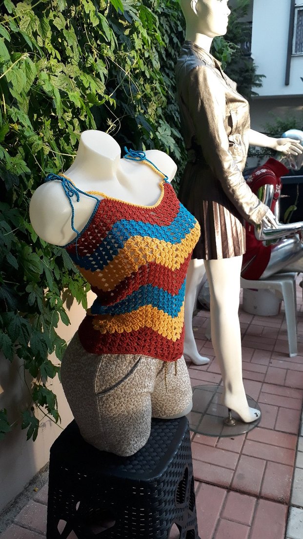 Zigzag desenli el emeği #bluz #crop #büstiyer - Görsel 3