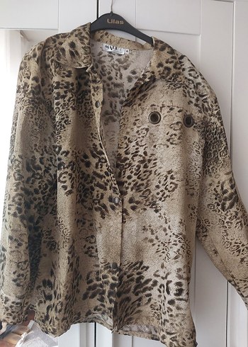 Leopar Desenli saten Gömlek