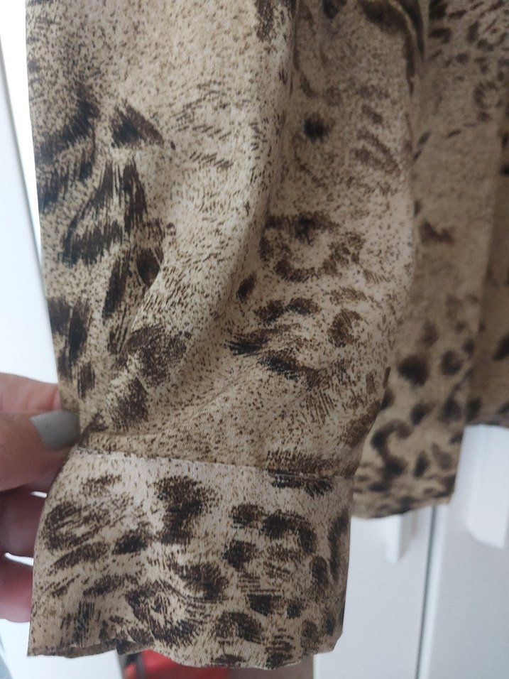 Leopar Desenli saten Gömlek - Görsel 4
