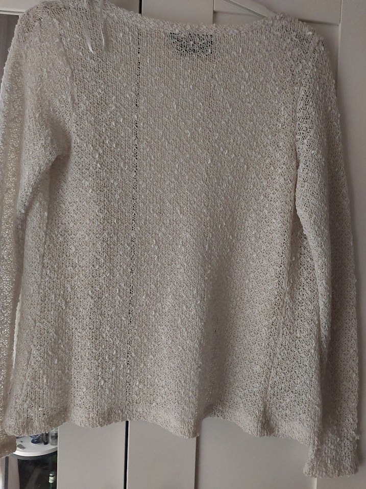 beyaz Kadın Örgü Hırka Uzun Kollu - Görsel 5