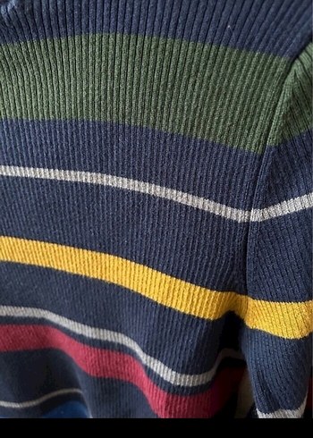 Çizgili Balıkçı Yaka Kadın Triko - Görsel 4