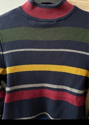 Çizgili Balıkçı Yaka Kadın Triko - Görsel 2