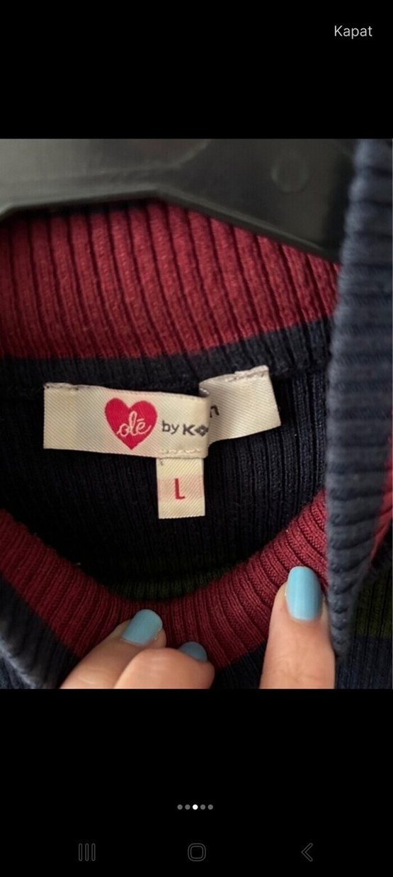 Çizgili Balıkçı Yaka Kadın Triko - Görsel 3