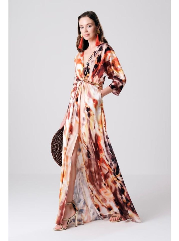 Saten Renkli Uzun Elbise - Explosion - Görsel 2