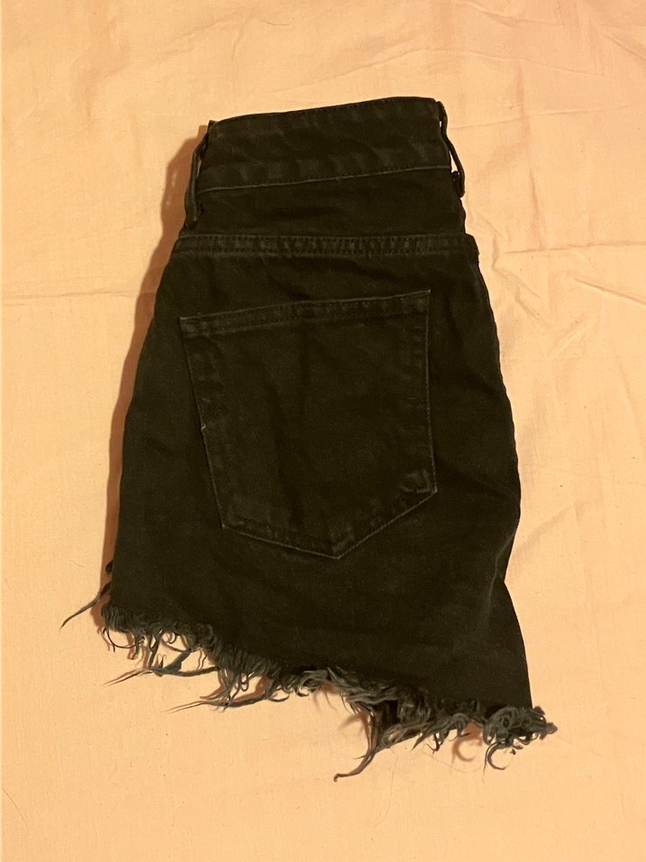 Siyah Mini Kot Şort - Görsel 3