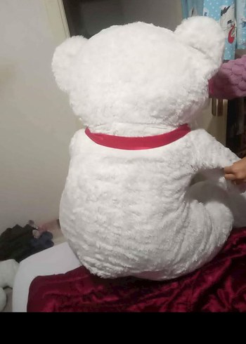 Beyaz Peluş Ayıcık Seti 100 cm uzunluk 60 cm genişlik - Görsel 3