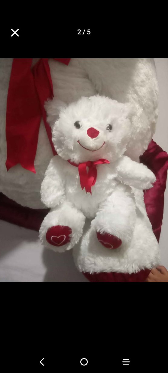 Beyaz Peluş Ayıcık Seti 100 cm uzunluk 60 cm genişlik - Görsel 2