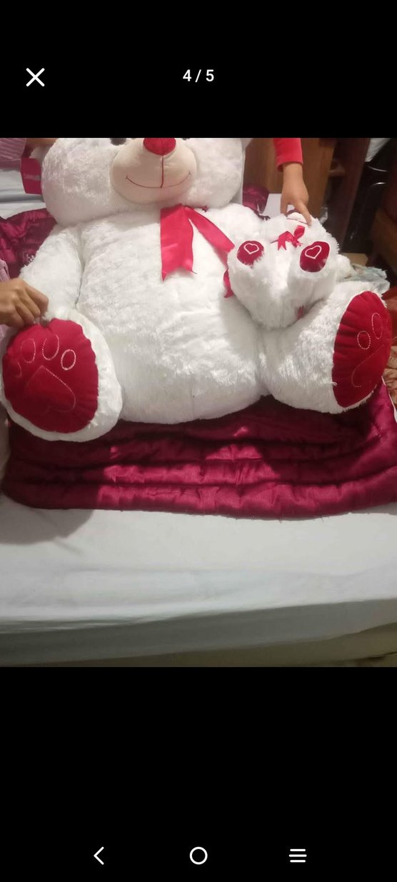 Beyaz Peluş Ayıcık Seti 100 cm uzunluk 60 cm genişlik - Görsel 4