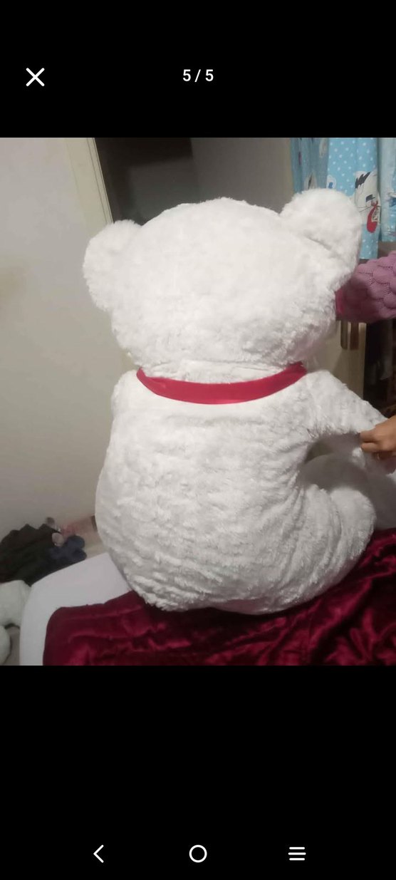 Beyaz Peluş Ayıcık Seti 100 cm uzunluk 60 cm genişlik - Görsel 3