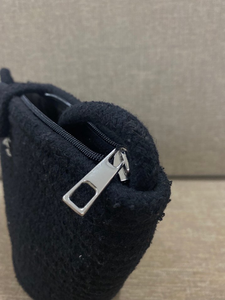 Siyah Örgü Kumaş Kadın Çanta - Görsel 2