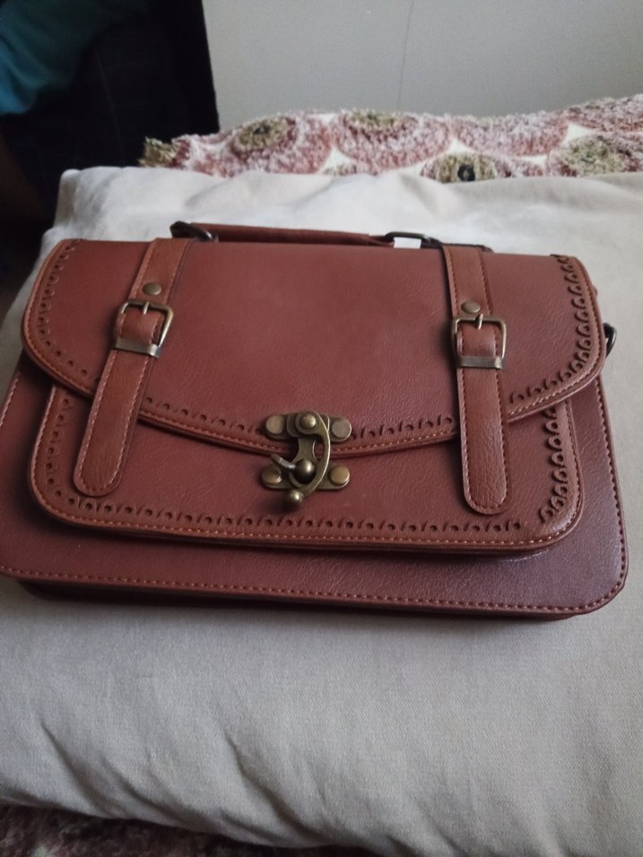 Kahverengi Deri Tokalı Bohem Kadın Çanta - Görsel 4