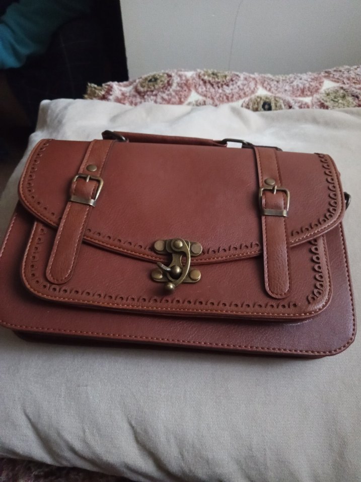 Kahverengi Deri Tokalı Bohem Kadın Çanta - Görsel 3