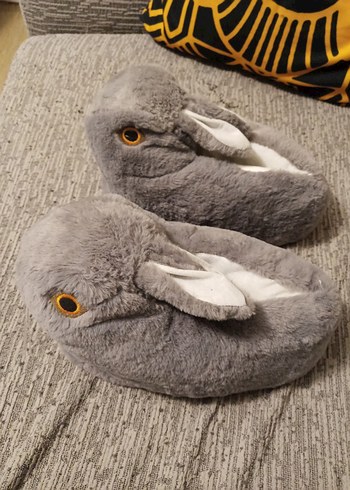 Gri Kürklü Kız Çocuk Ev Terliği - Görsel 3