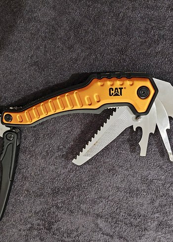  Beden CAT Katlanır Sarı Kamp Bıçağı ve Kılıfı