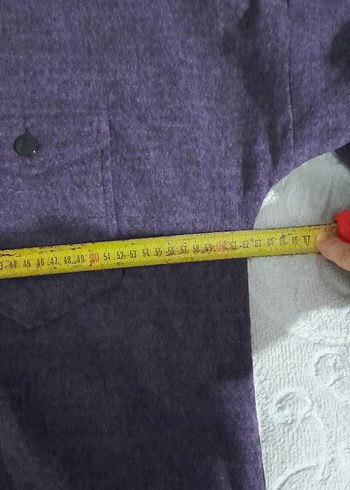 Uzun Kollu Düğmeli Mor ince kaşe kumaş Gömlek tunik - Görsel 5