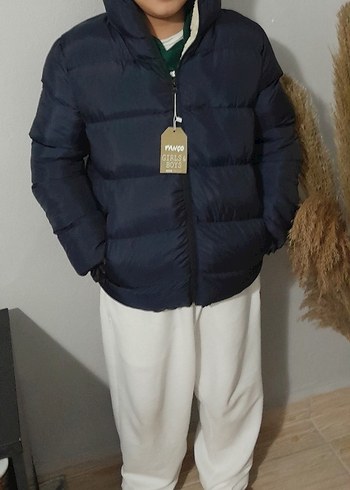 Sokak Stili lacivert Midi çocuk  Kışlık Mont - Görsel 2