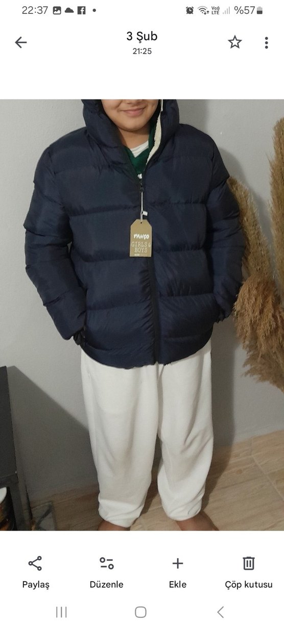 Sokak Stili lacivert Midi çocuk  Kışlık Mont - Görsel 2