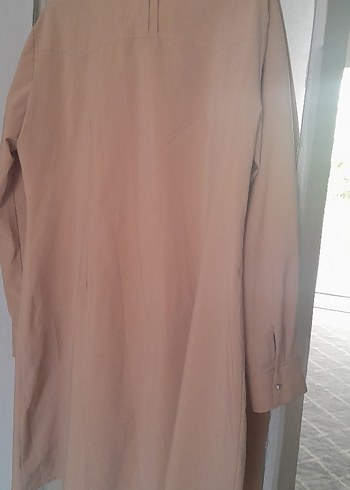 Bej Düğmeli Uzun Kadın Kaban - Görsel 3