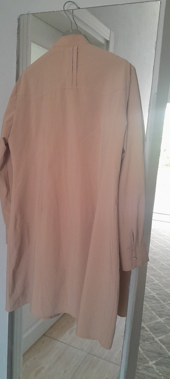 Bej Düğmeli Uzun Kadın Kaban - Görsel 3