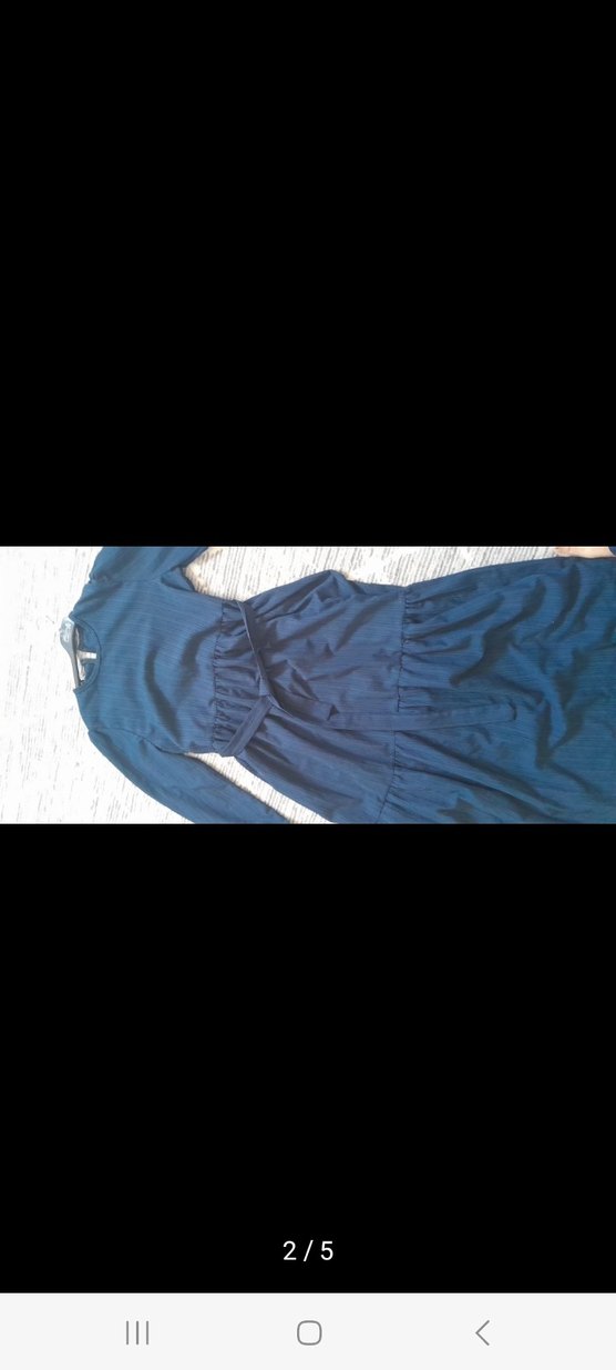 Uzun, Pilili, Keten Kumaşlı Kadın Elbise - Görsel 2