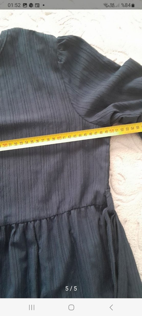 Uzun, Pilili, Keten Kumaşlı Kadın Elbise - Görsel 5