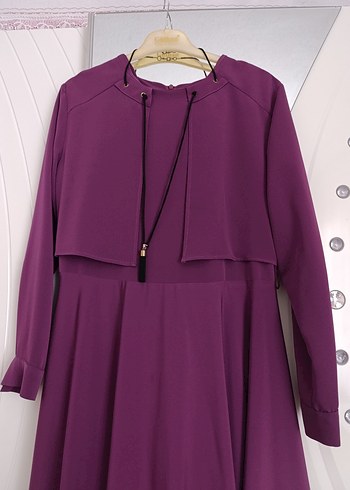 Mor Uzun Kollu Salaş Elbise - Görsel 2
