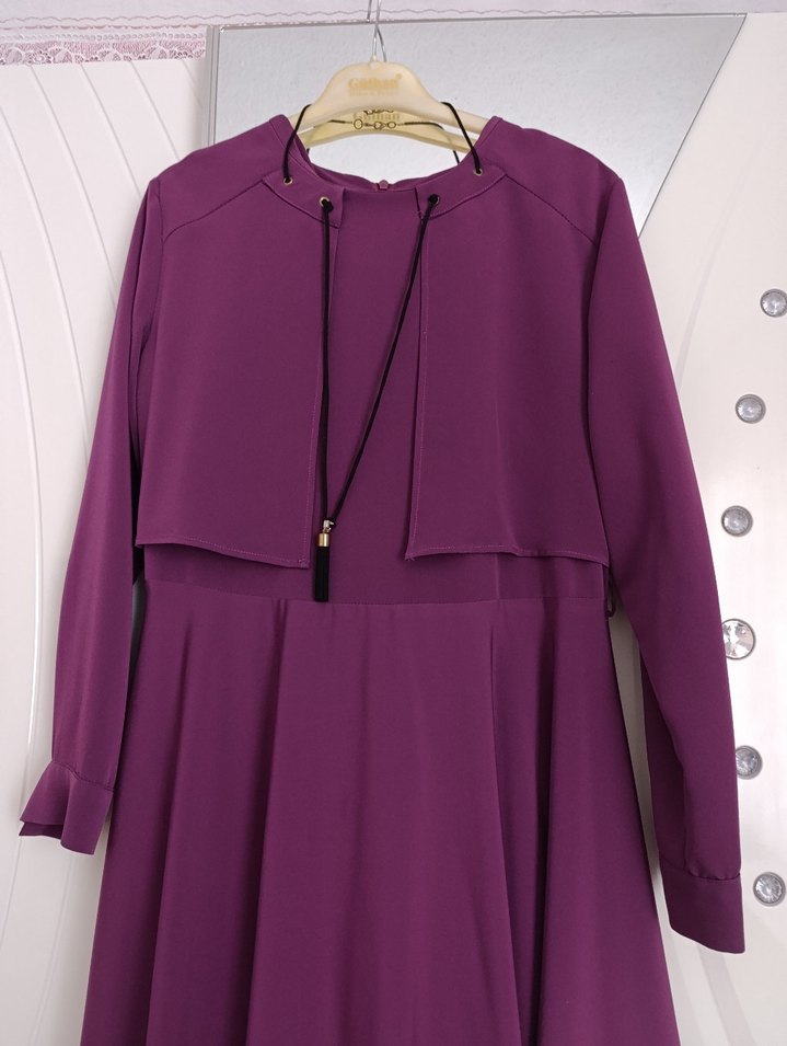 Mor Uzun Kollu Salaş Elbise - Görsel 2