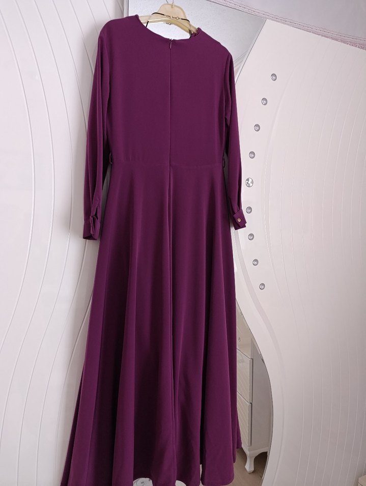 Mor Uzun Kollu Salaş Elbise - Görsel 3
