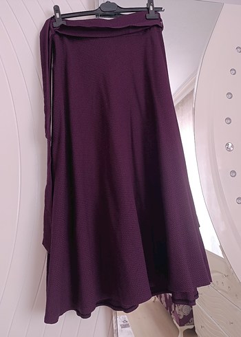 Mor Uzun Kadın Etek, Beli Düğmeli - Görsel 2