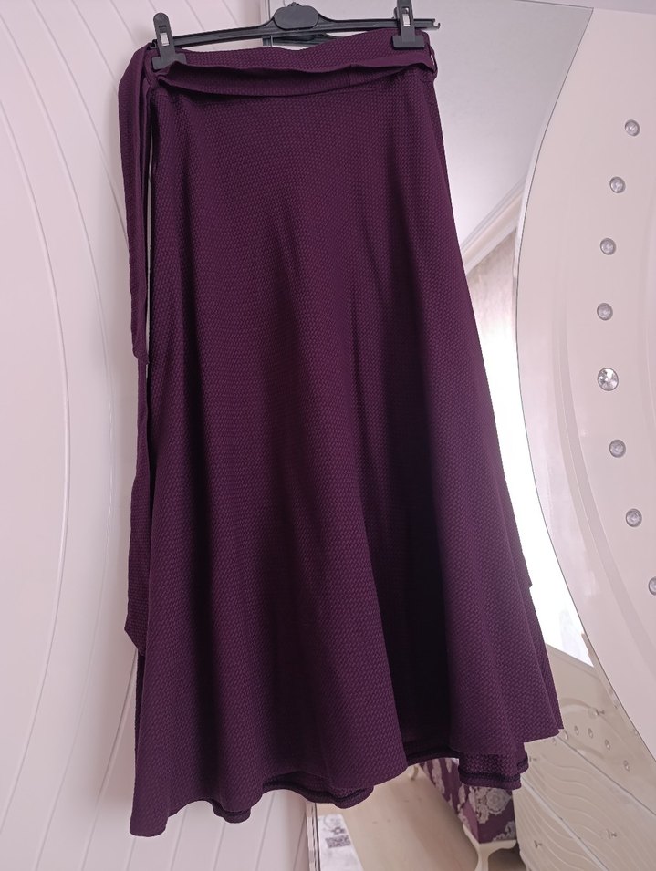 Mor Uzun Kadın Etek, Beli Düğmeli - Görsel 2