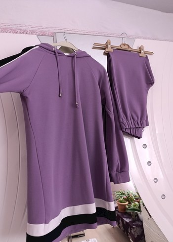 Mor Mini Eşofman Takımı, Rahat Kesim, Uzun Kollu - Görsel 2