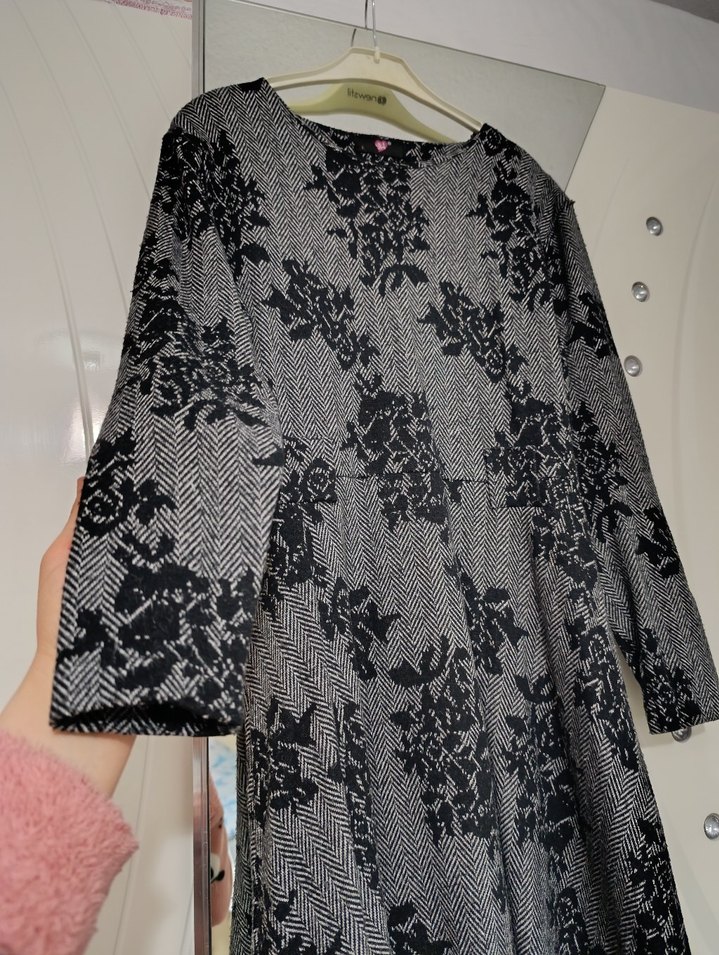 Gri Uzun Kollu Kadın Elbise - Görsel 4