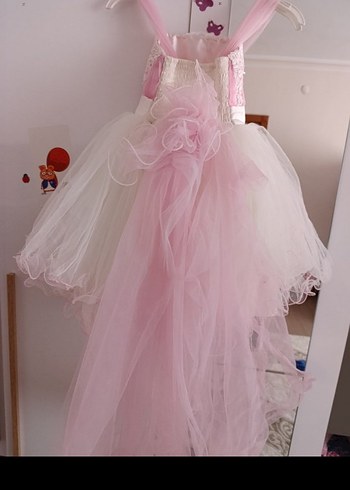 Pembe Dantel Detaylı Kız Çocuk Elbisesi - Görsel 4