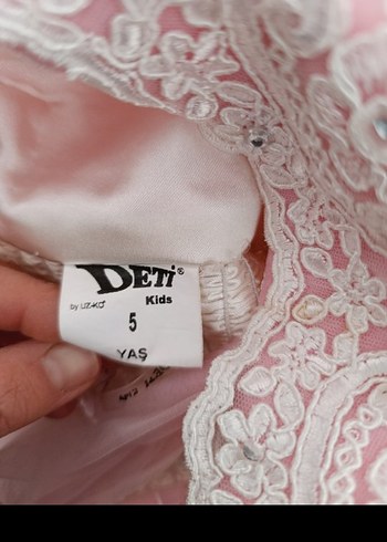 Pembe Dantel Detaylı Kız Çocuk Elbisesi - Görsel 6