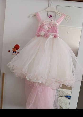 Pembe Dantel Detaylı Kız Çocuk Elbisesi - Görsel 3