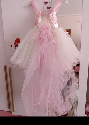 Pembe Dantel Detaylı Kız Çocuk Elbisesi - Görsel 5