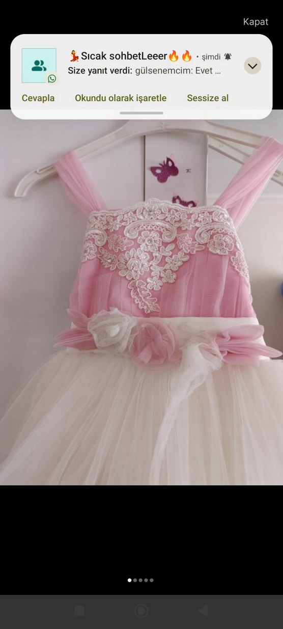 Pembe Dantel Detaylı Kız Çocuk Elbisesi - Görsel 2