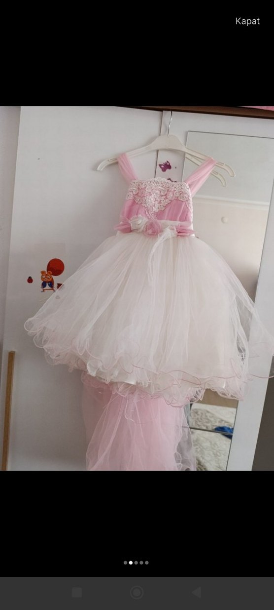 Pembe Dantel Detaylı Kız Çocuk Elbisesi - Görsel 3