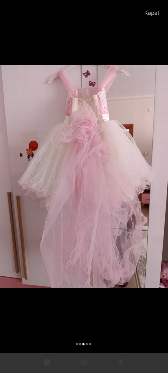 Pembe Dantel Detaylı Kız Çocuk Elbisesi - Görsel 5