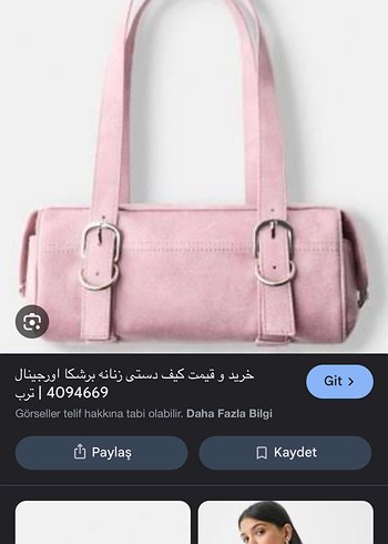 Bershka Pembe Süet Tokalı Kadın El Çantası