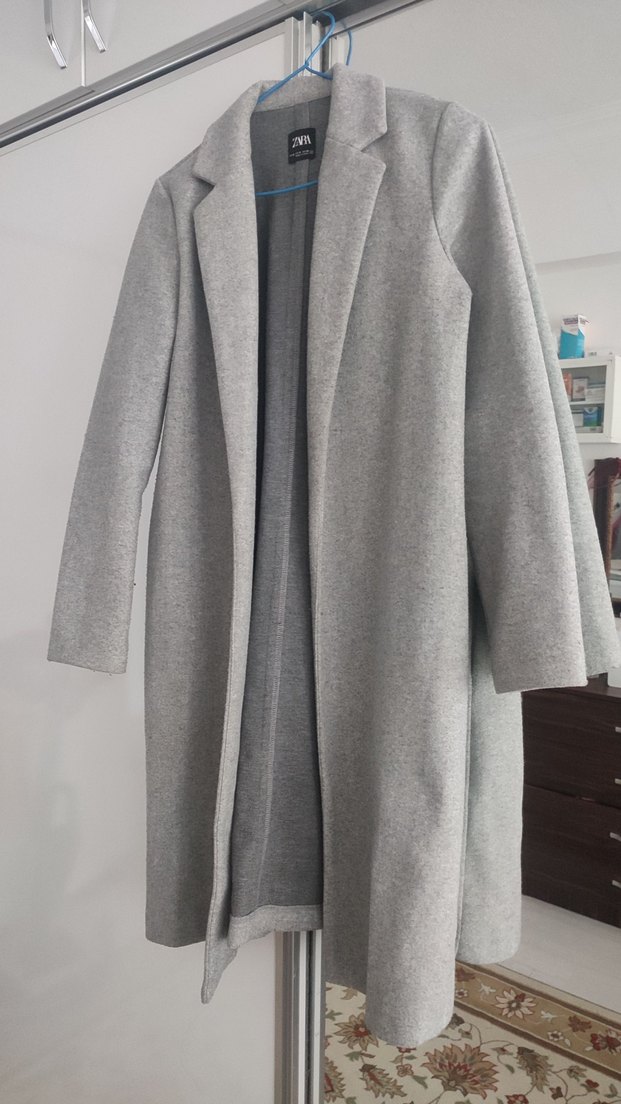 Gri Uzun  Kaban, Kaşe Kaban, Zara - Görsel 2