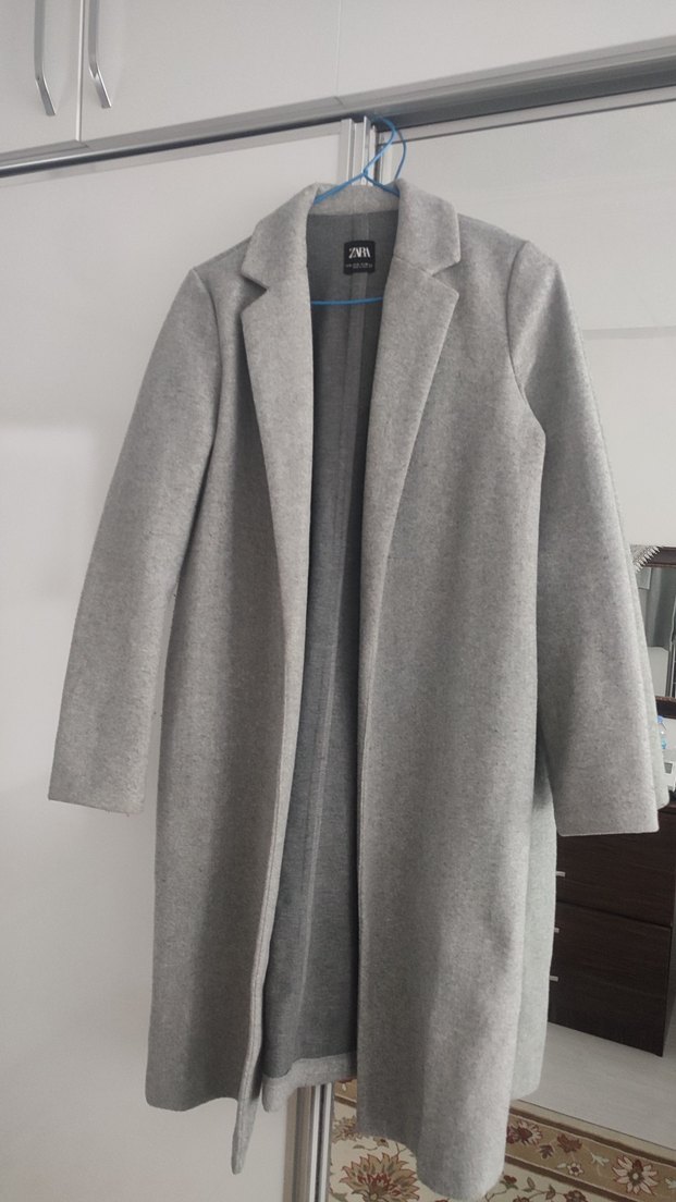 Gri Uzun  Kaban, Kaşe Kaban, Zara - Görsel 5