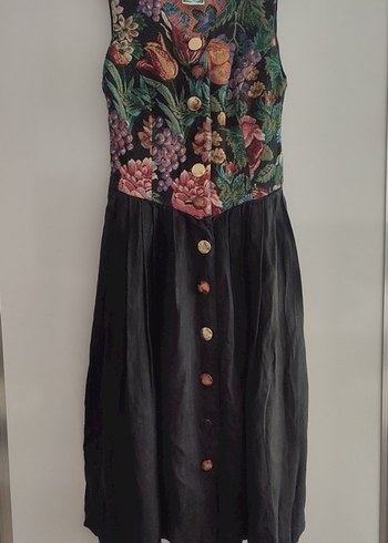 Çiçek Desenli Vitage Bohem Kadın Elbise - Görsel 3