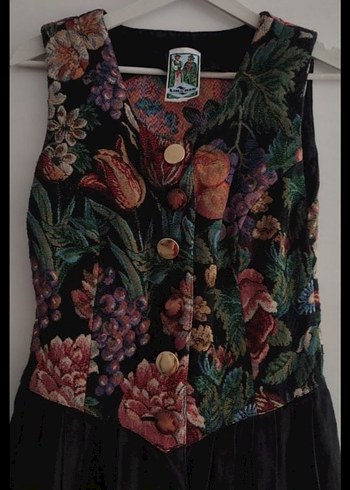 Çiçek Desenli, Düğmeli Uzun Bohem Elbise, Vintage Elbise - Görsel 3