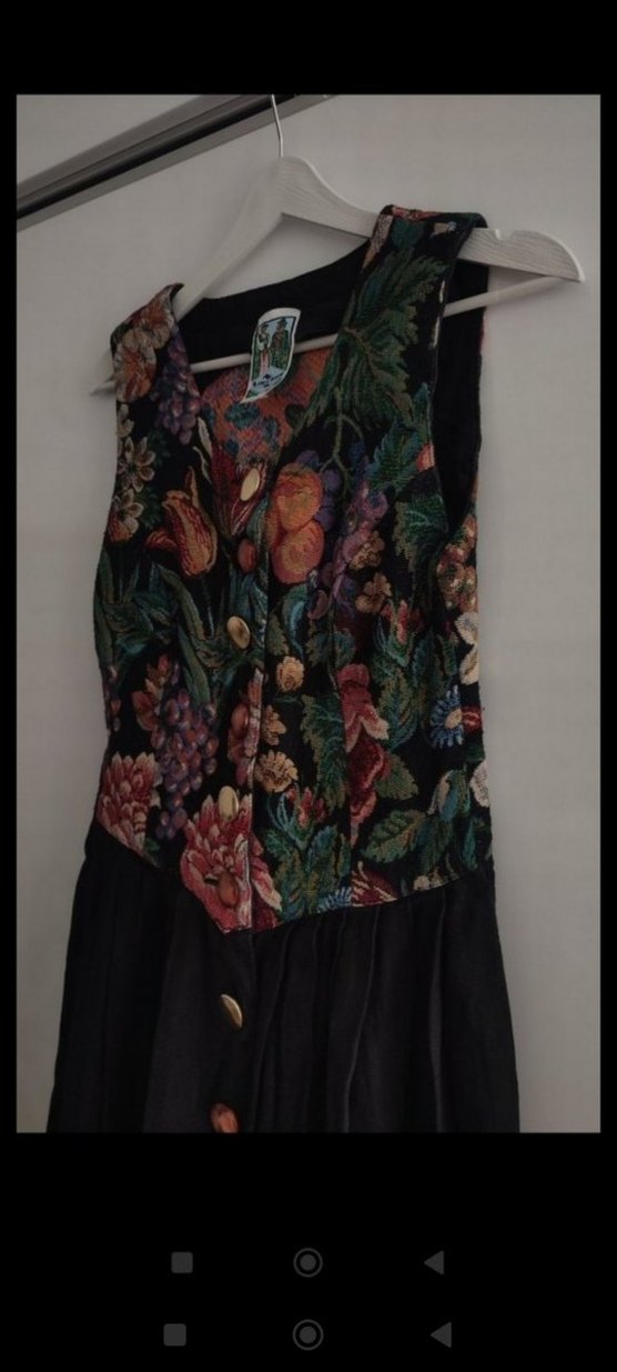 Çiçek Desenli, Düğmeli Uzun Bohem Elbise, Vintage Elbise - Görsel 2