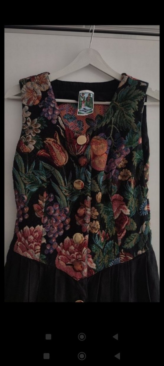 Çiçek Desenli, Düğmeli Uzun Bohem Elbise, Vintage Elbise - Görsel 3